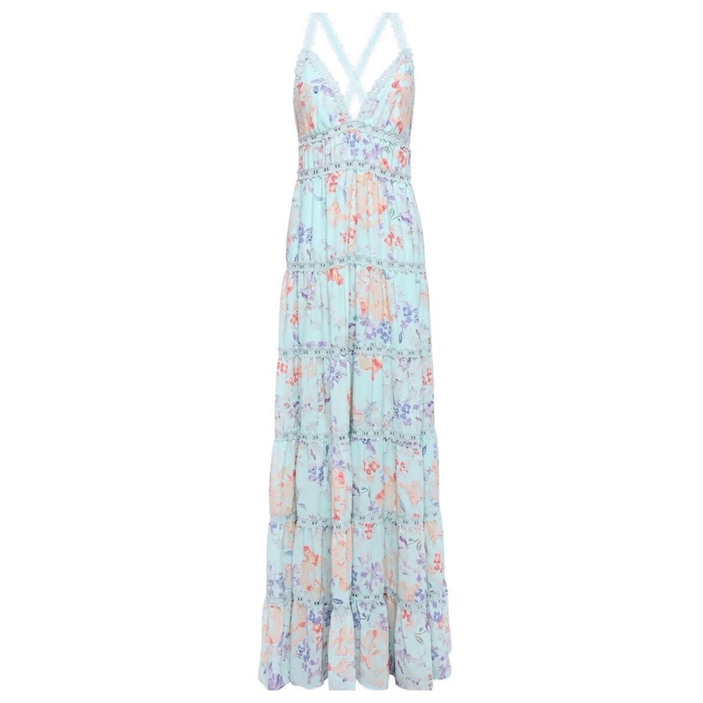 ALICE + OLIVIA Karolina Tiered Floral Maxi Dress - Picture 2 of 12